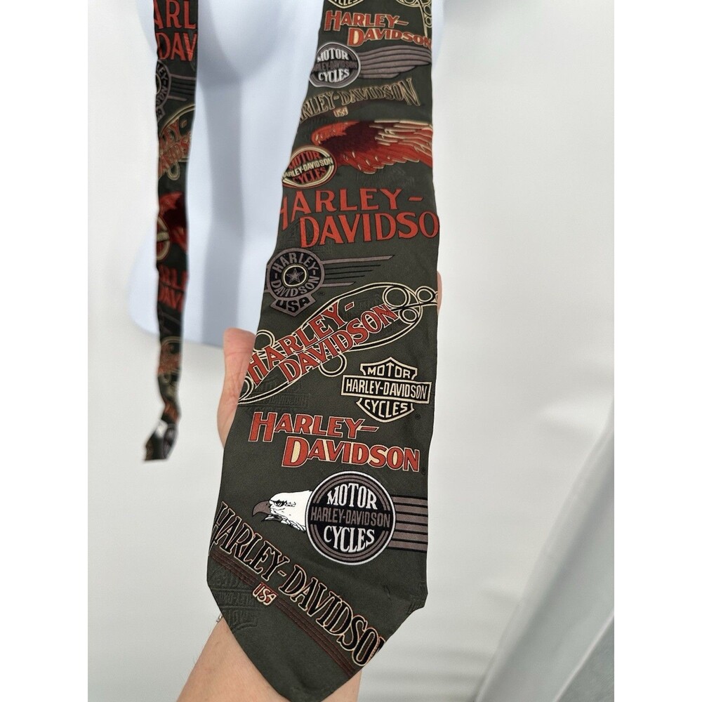 HARLEY DAVIDSON 58"  NECKTIE from Ralph Marlin Black  4" Silk Tie USA Motorcycle